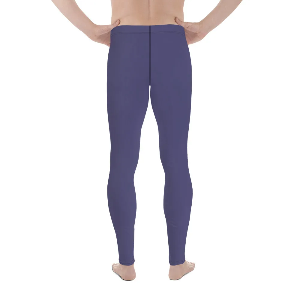 Dark Purple Solid Color Meggings, Solid Purple Color Premium Designer Men's Tight Pants - Made in USA/EU/MX