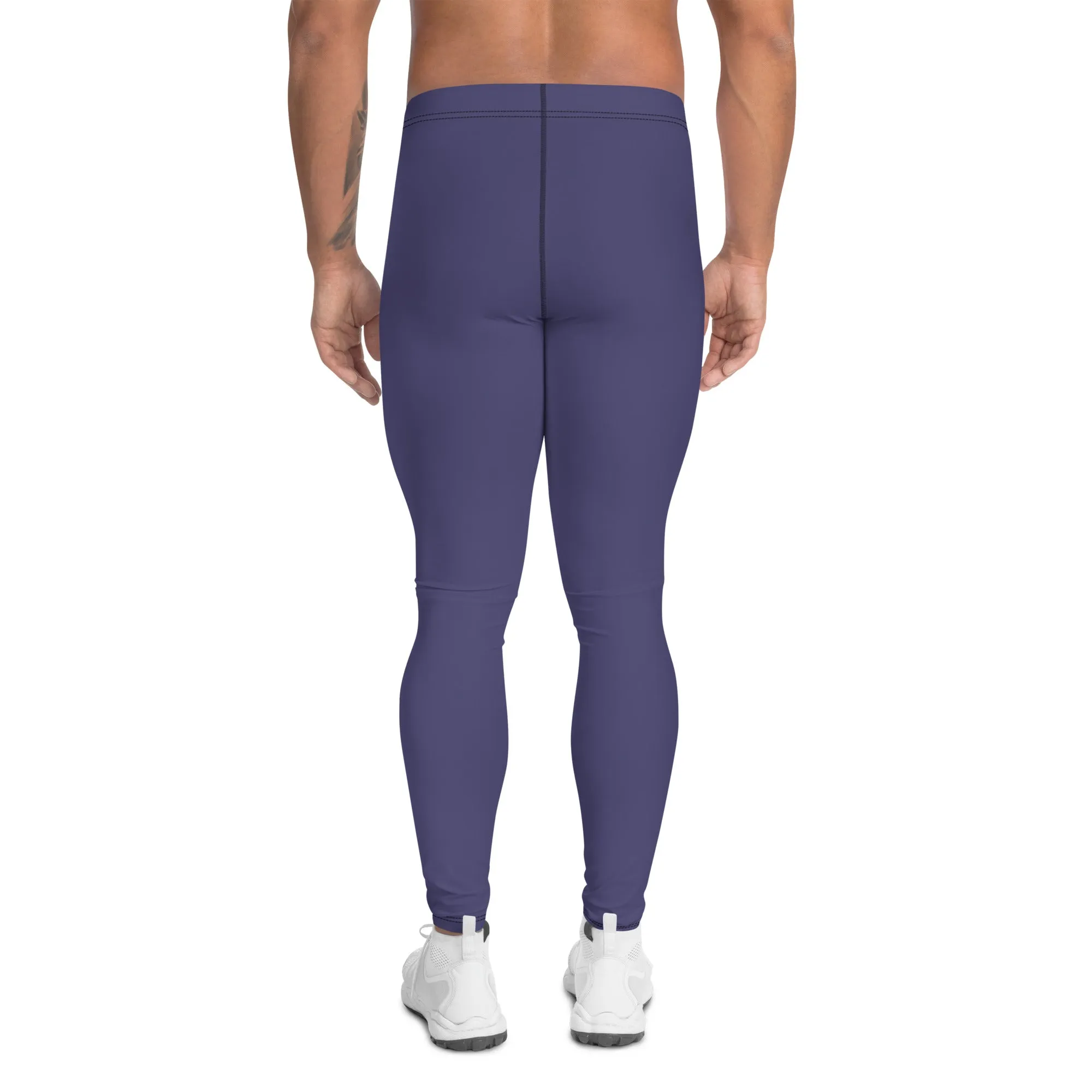 Dark Purple Solid Color Meggings, Solid Purple Color Premium Designer Men's Tight Pants - Made in USA/EU/MX