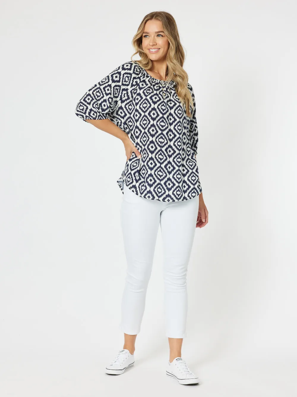 Diamond Tunic Top - Marine