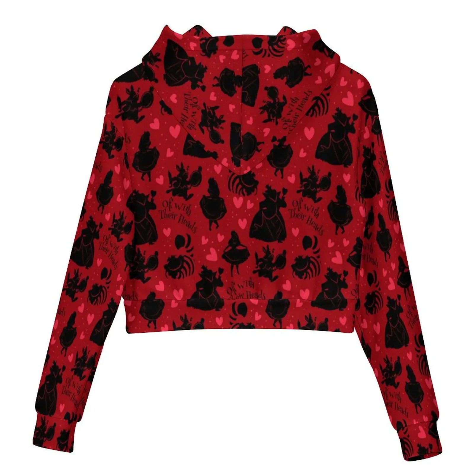 Disney Alice In Wonderland Queen Of Hearts Off With Their Heads Women's Cropped Hoodie