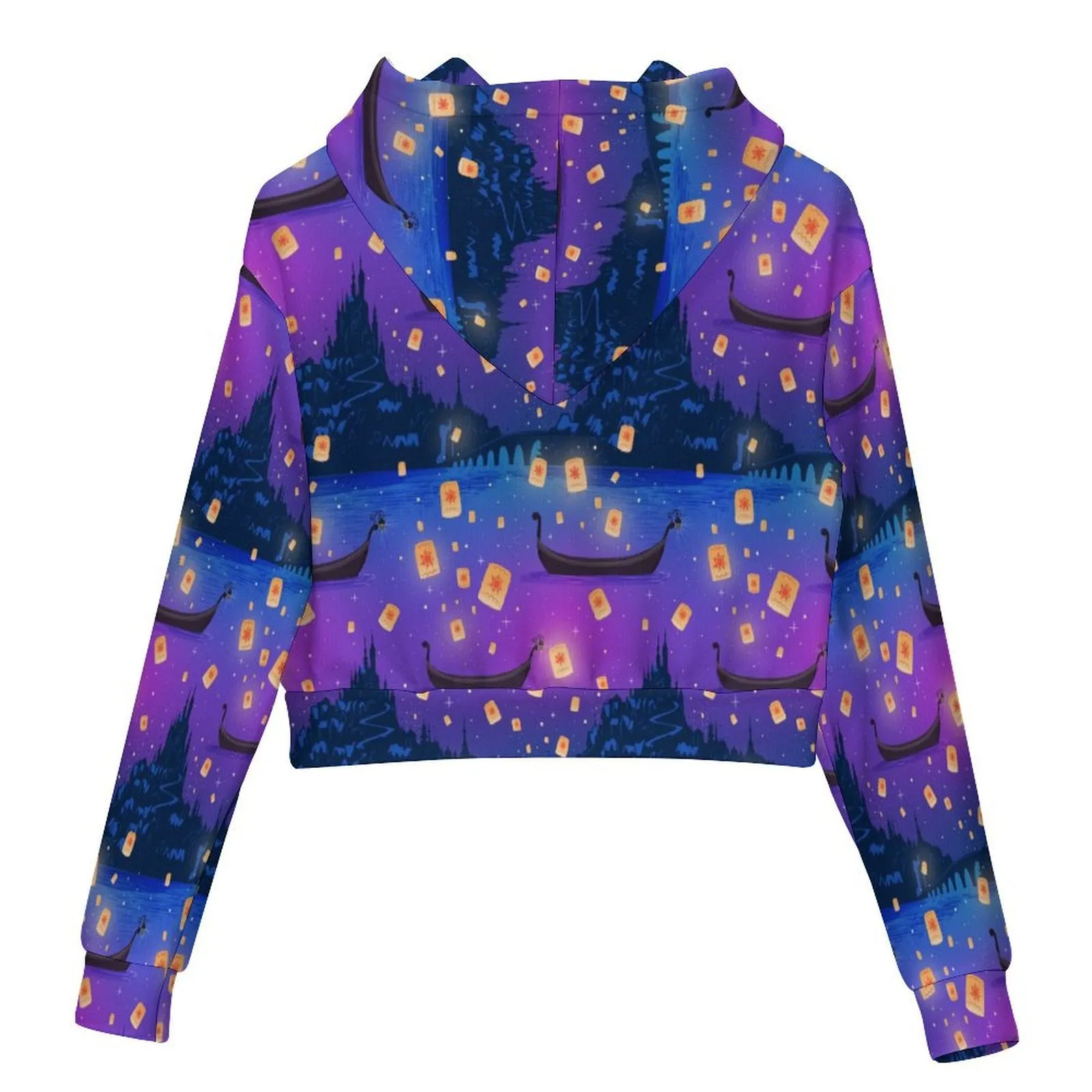 Disney Tangled Rapunzel Floating Lanterns Women's Cropped Hoodie