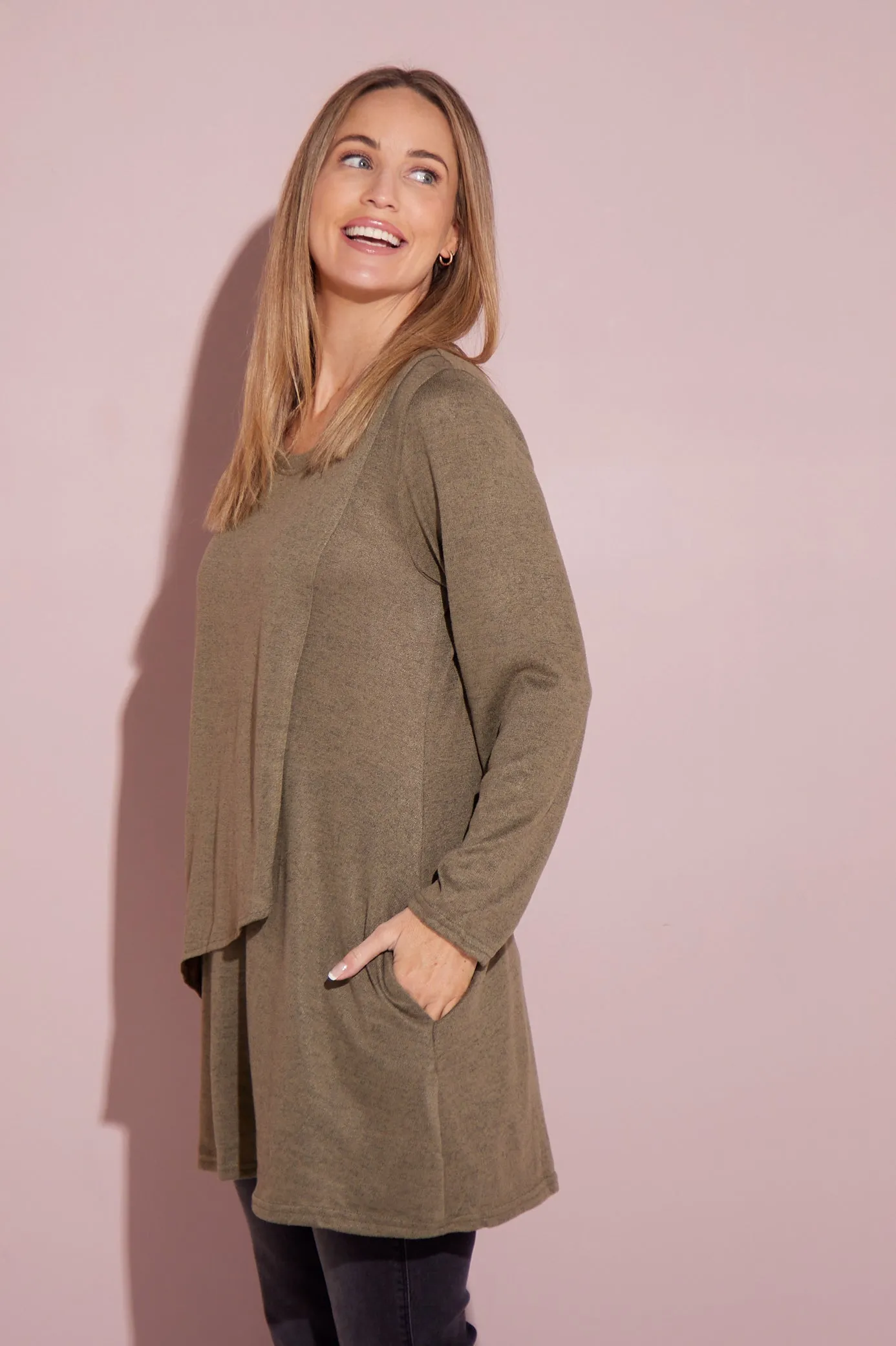 Divina Knit Tunic - Khaki