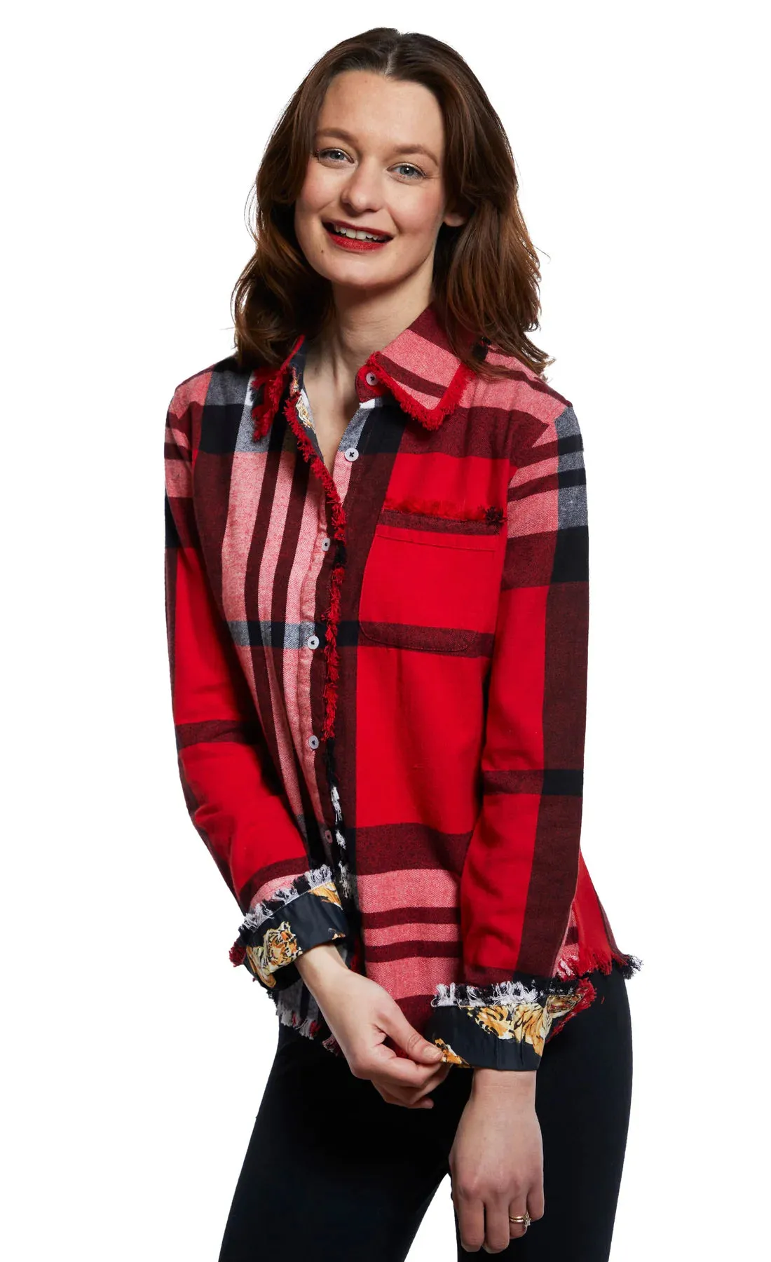 Dizzy Lizzie 4949-F3011R Cape Cod Tunic in Flannel