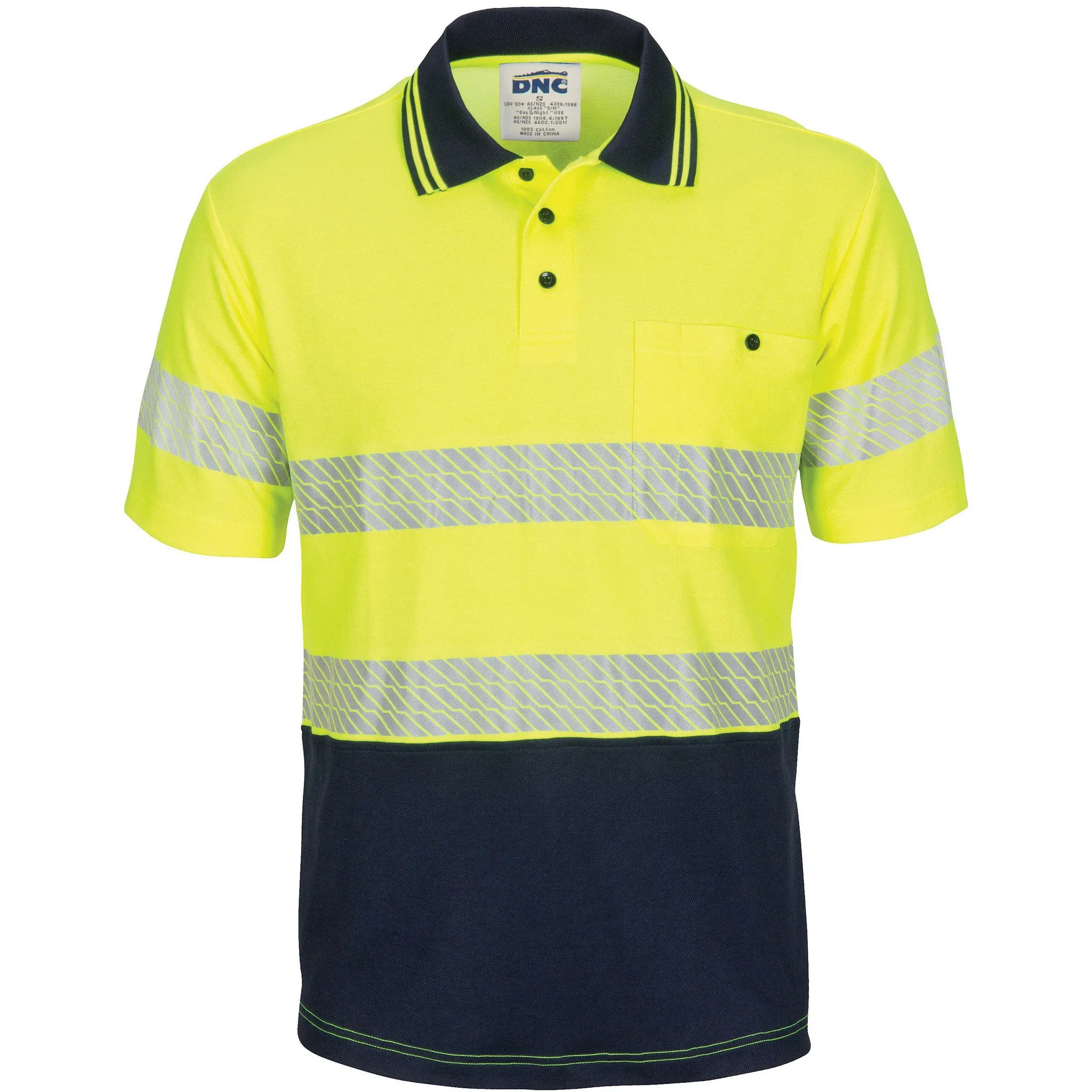 DNC Hi Vis Segment Taped Cotton Backed Polo Short Sleeve (3517)