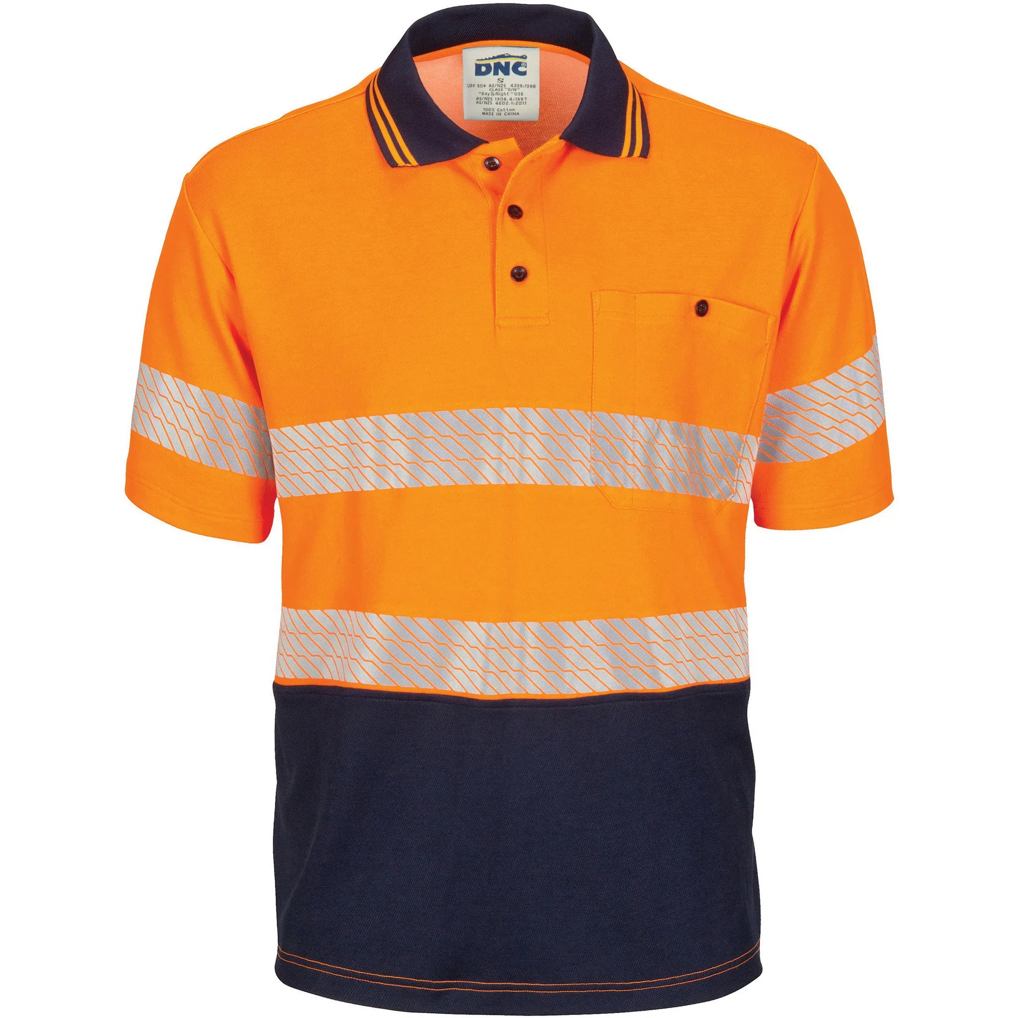 DNC Hi Vis Segment Taped Cotton Backed Polo Short Sleeve (3517)