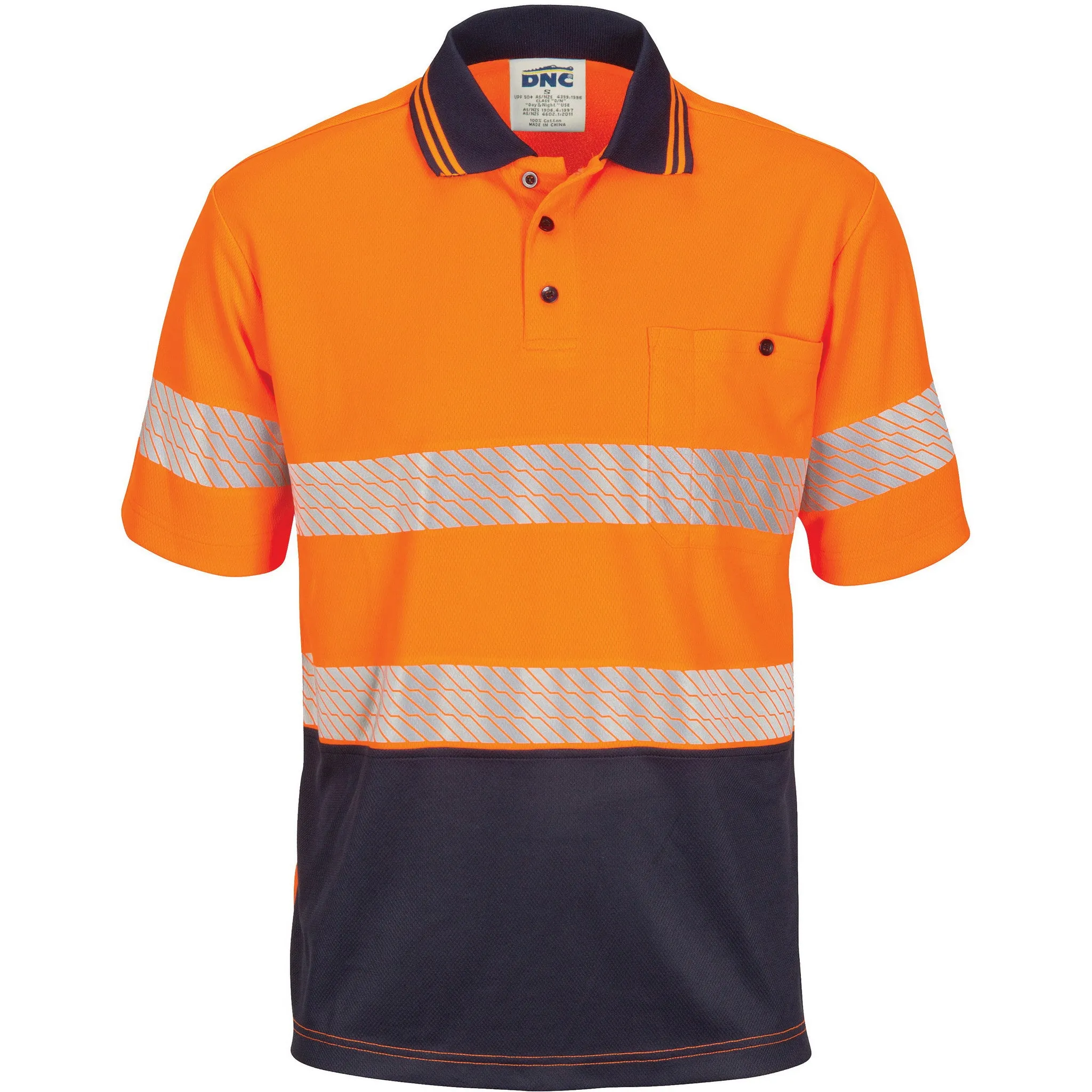 DNC Hi Vis Segment Taped Mircomesh Polo Short Sleeve (3511)