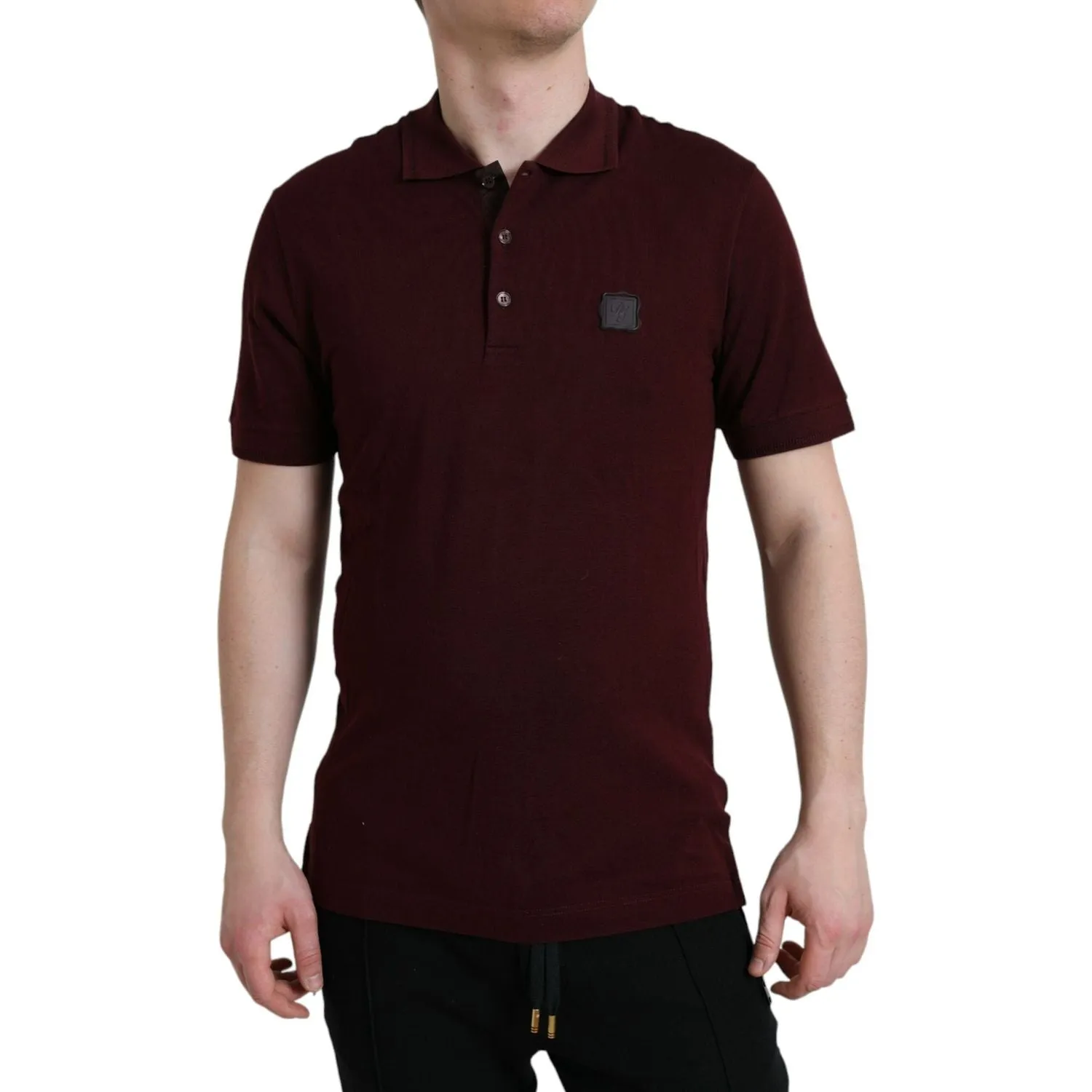 Dolce & Gabbana Elegant Maroon Cotton Blend Polo Tee