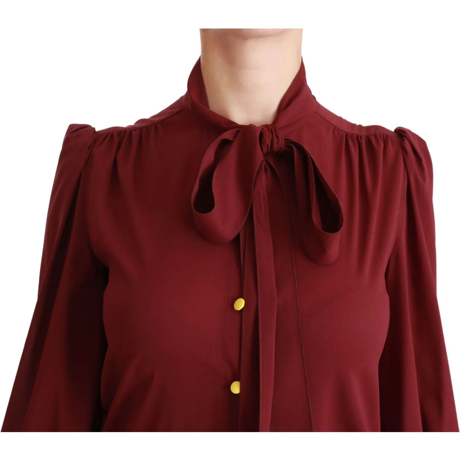 Dolce & Gabbana Elegant Maroon Silk Blend Polo Blouse