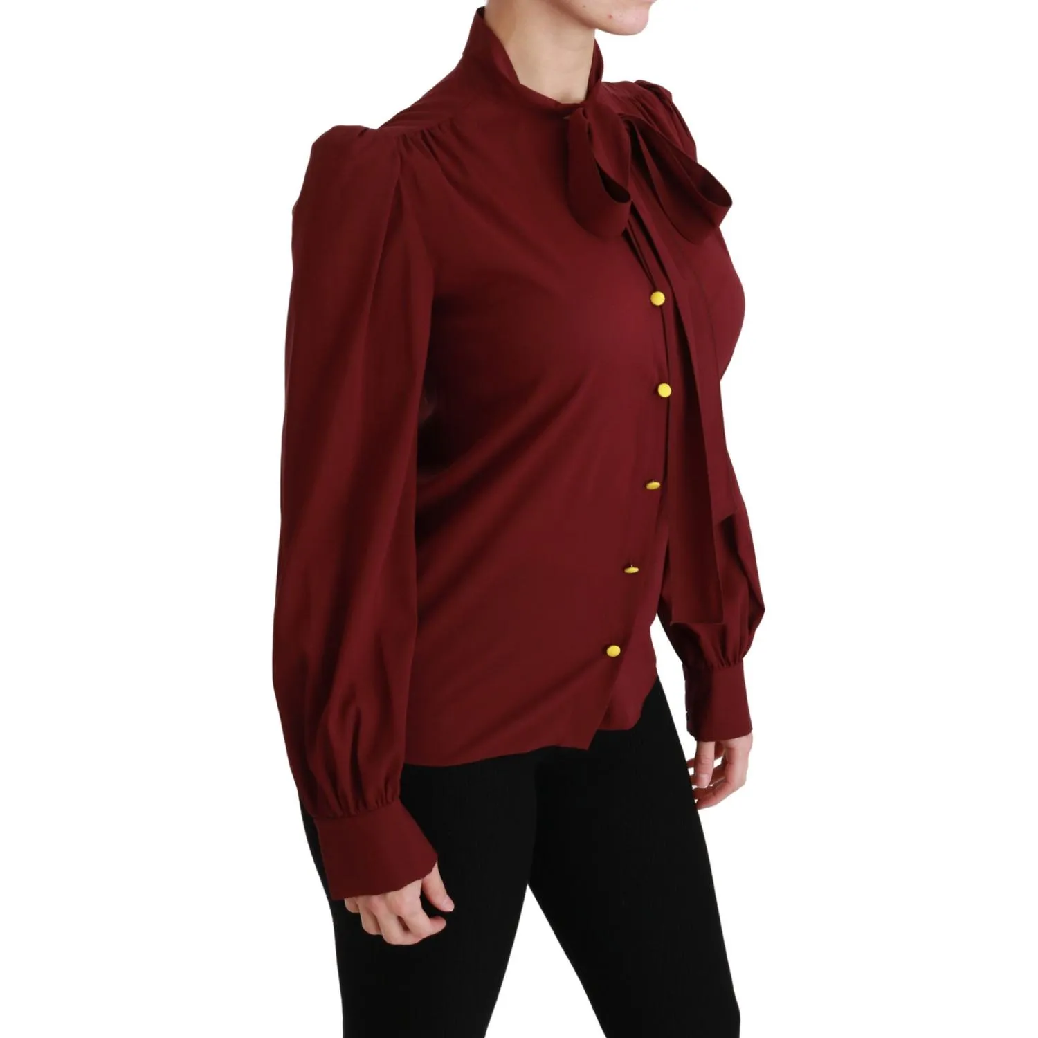 Dolce & Gabbana Elegant Maroon Silk Blend Polo Blouse