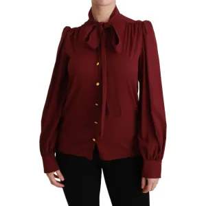 Dolce & Gabbana Elegant Maroon Silk Blend Polo Blouse