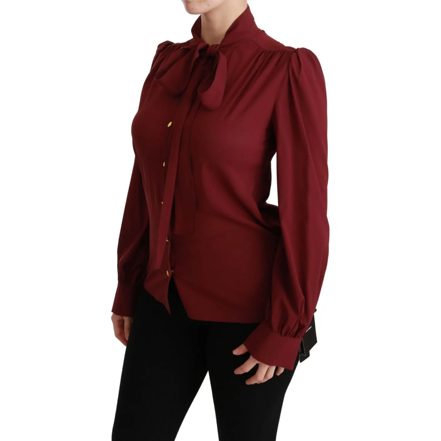 Dolce & Gabbana Elegant Maroon Silk Blend Polo Blouse