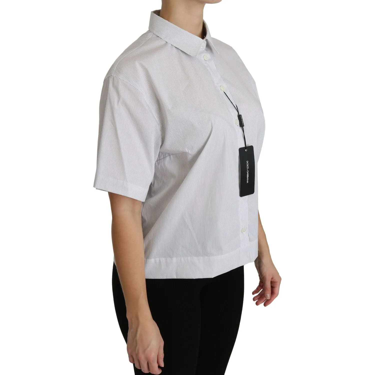 Dolce & Gabbana Elegant White Cotton Polo Top