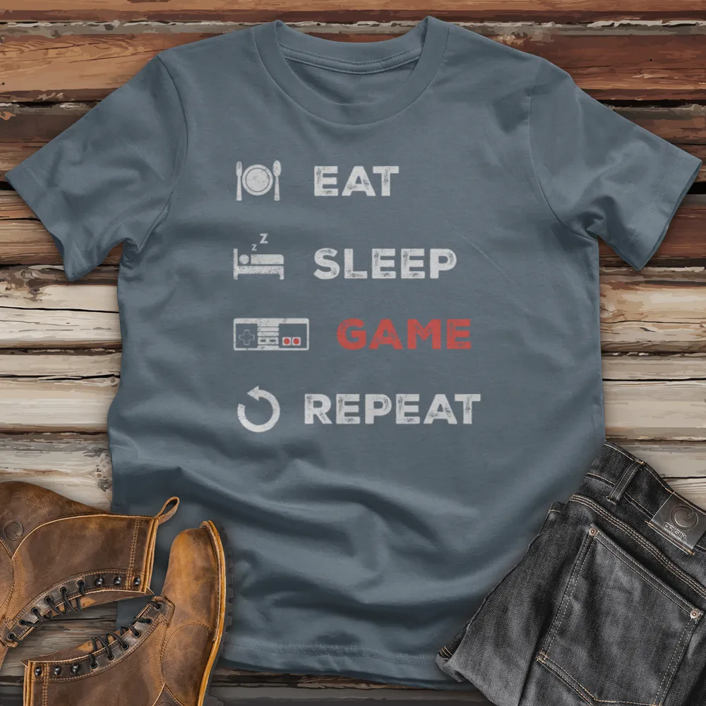 Eat Sleep Game Repeat Cotton Tee