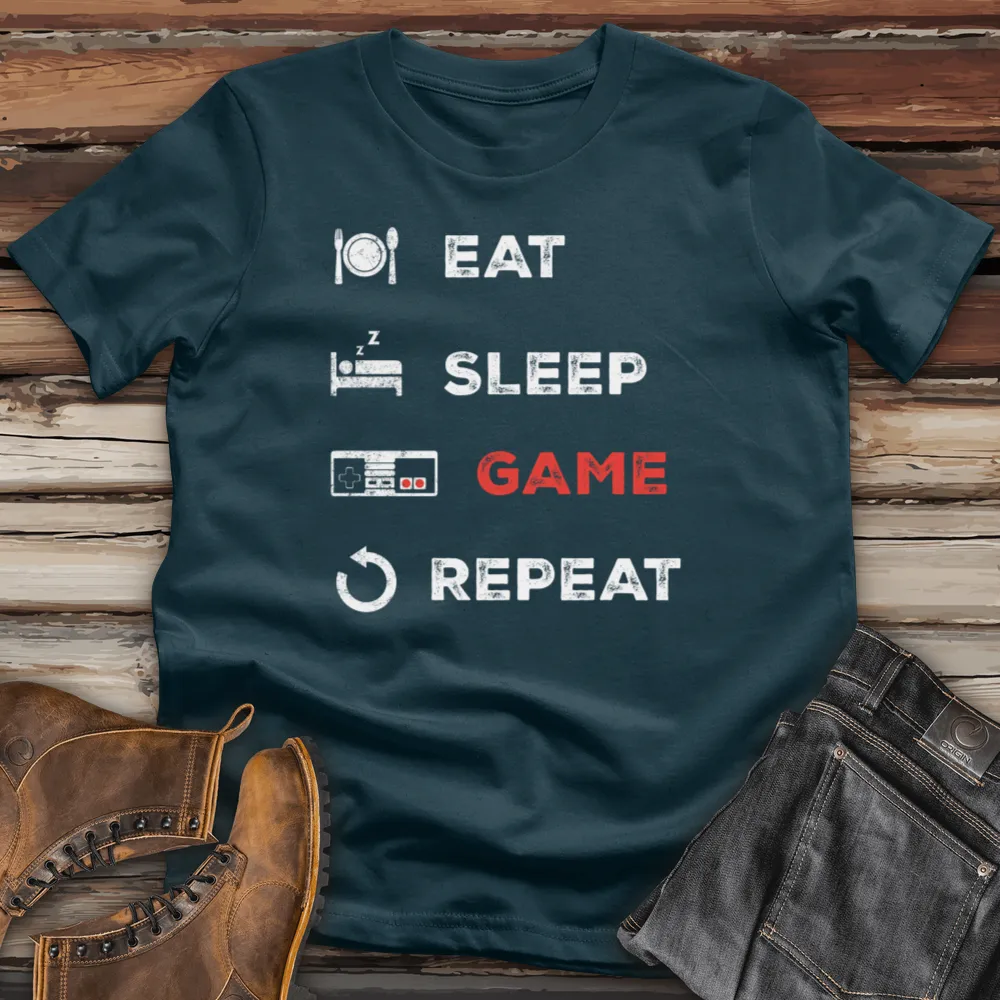 Eat Sleep Game Repeat Cotton Tee