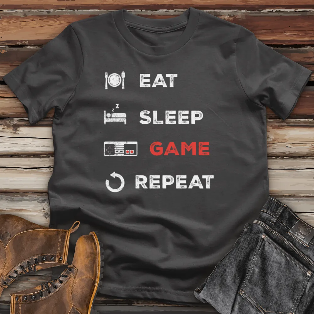 Eat Sleep Game Repeat Cotton Tee