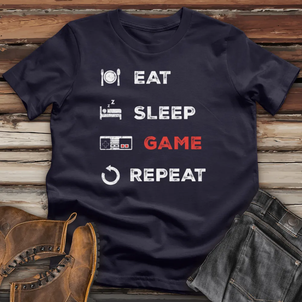 Eat Sleep Game Repeat Cotton Tee