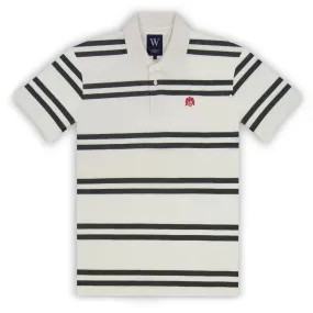 Ecru with Charcoal Stripe Polo