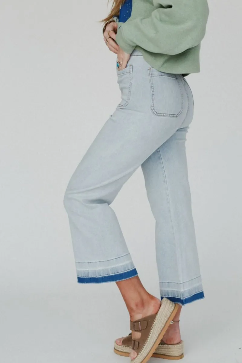 Edgy Acid Wash Cropped Denim Jeans