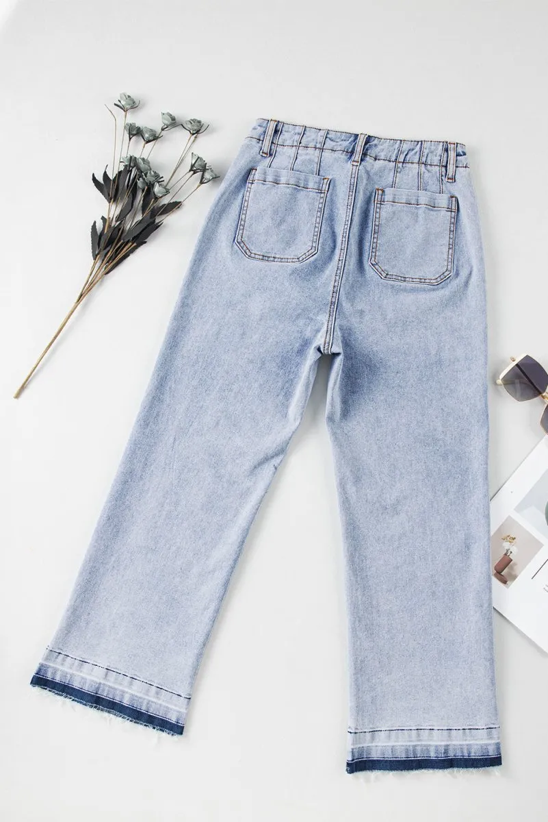 Edgy Acid Wash Cropped Denim Jeans