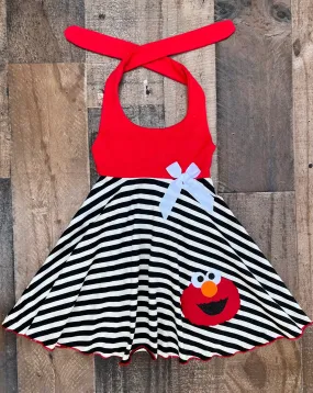 Elmo Black White Stripe Dress