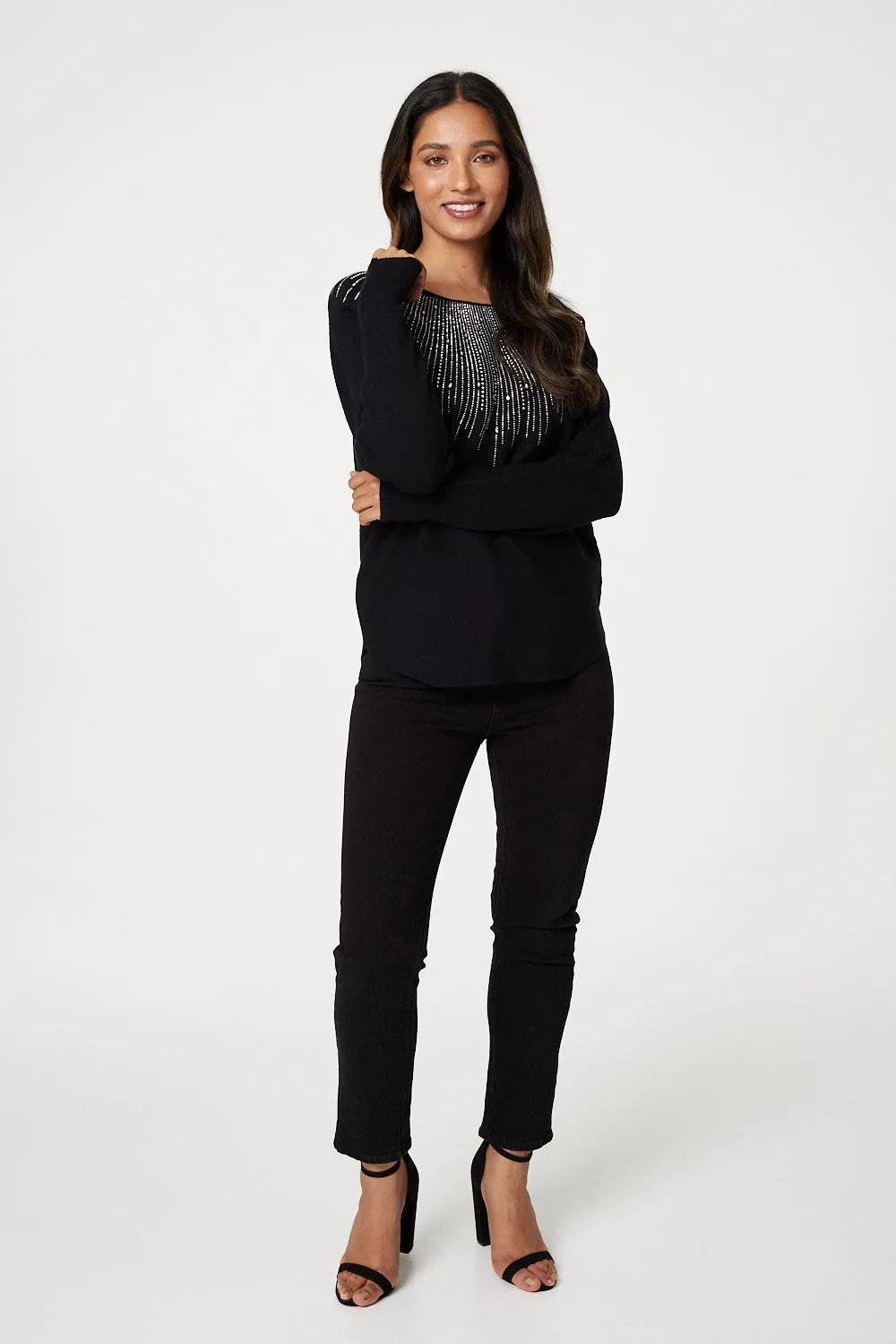 Embellished Front Knit Jumper