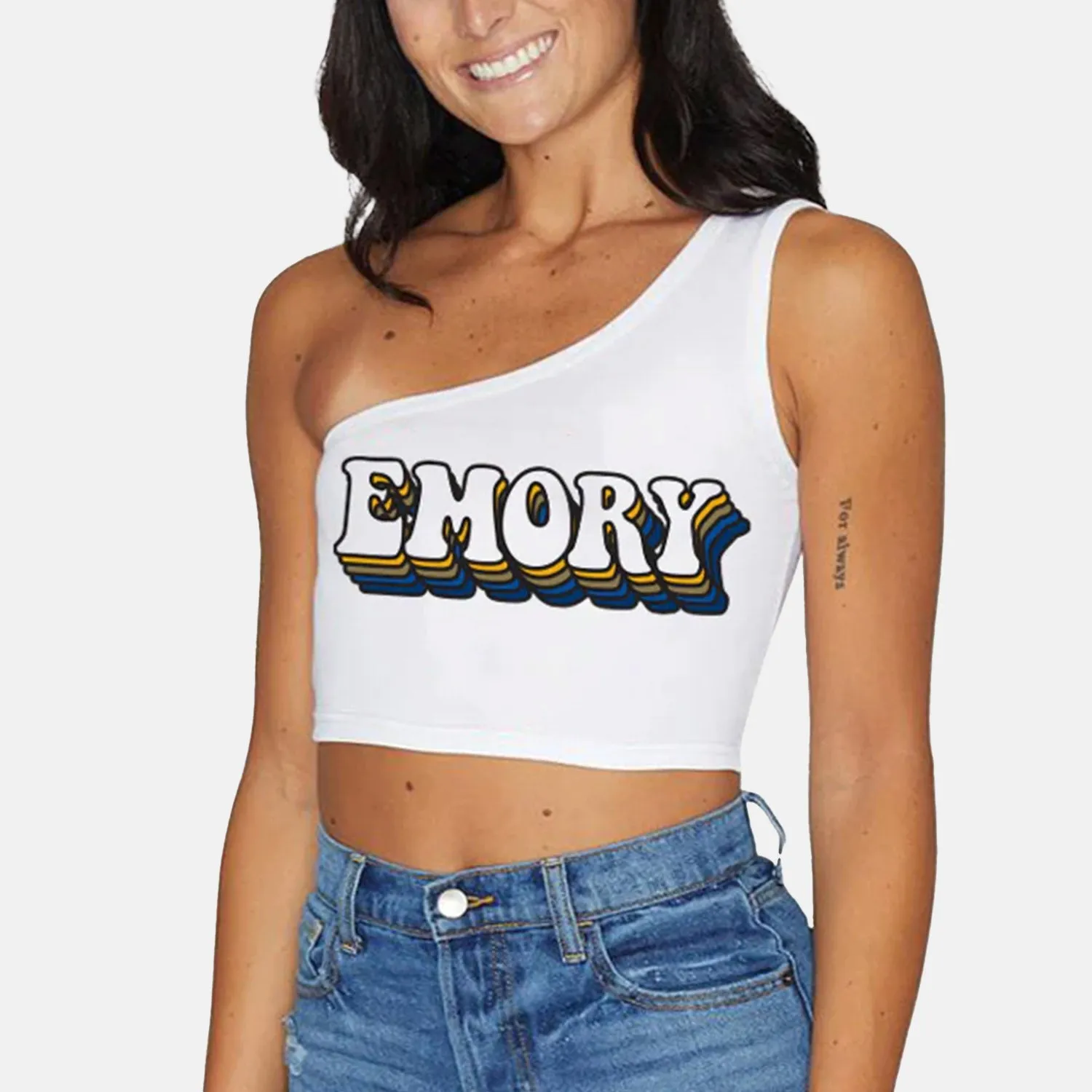 Emory White One Shoulder Top