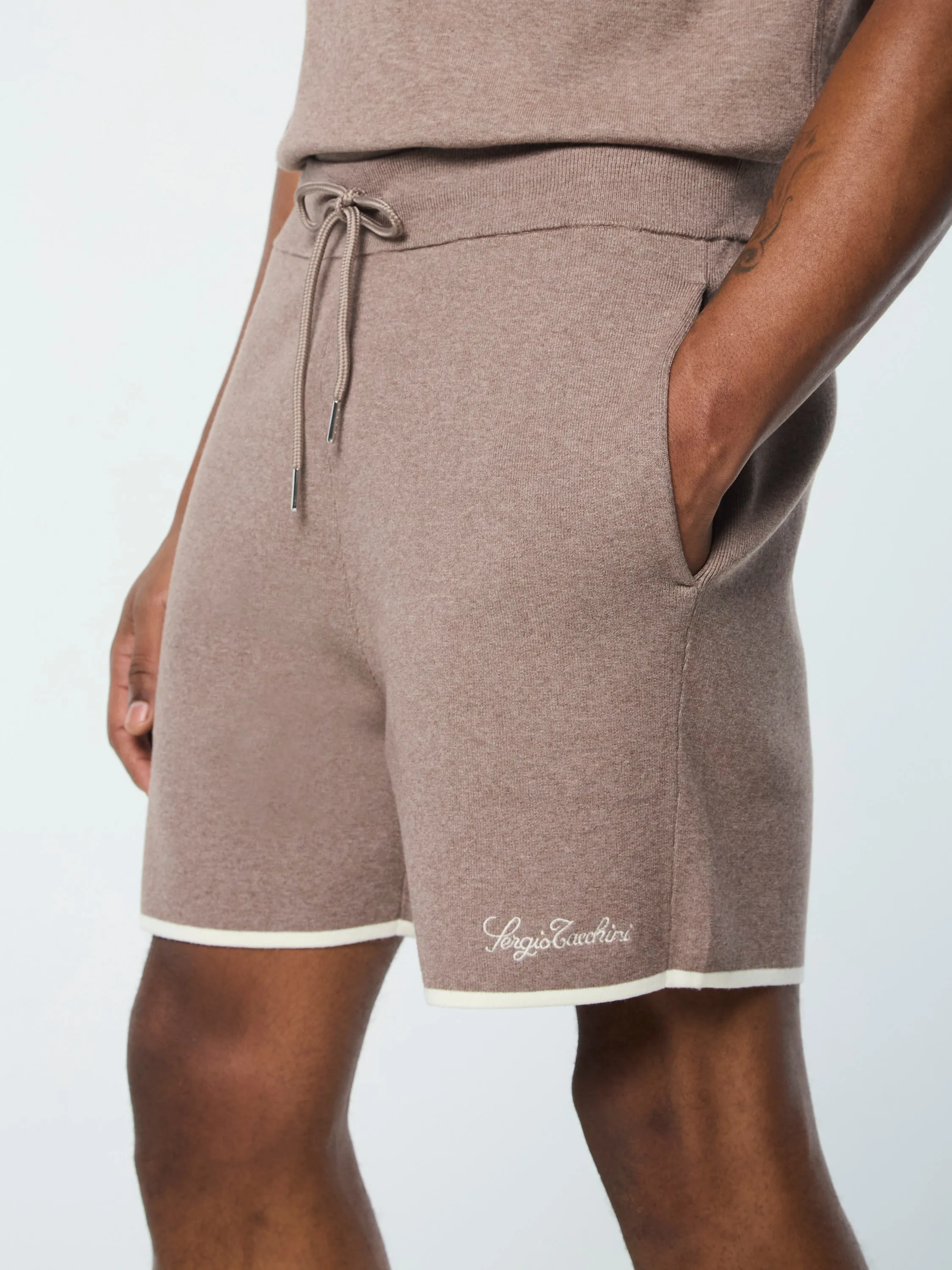 Enzo Knit Shorts- Taupe Grey