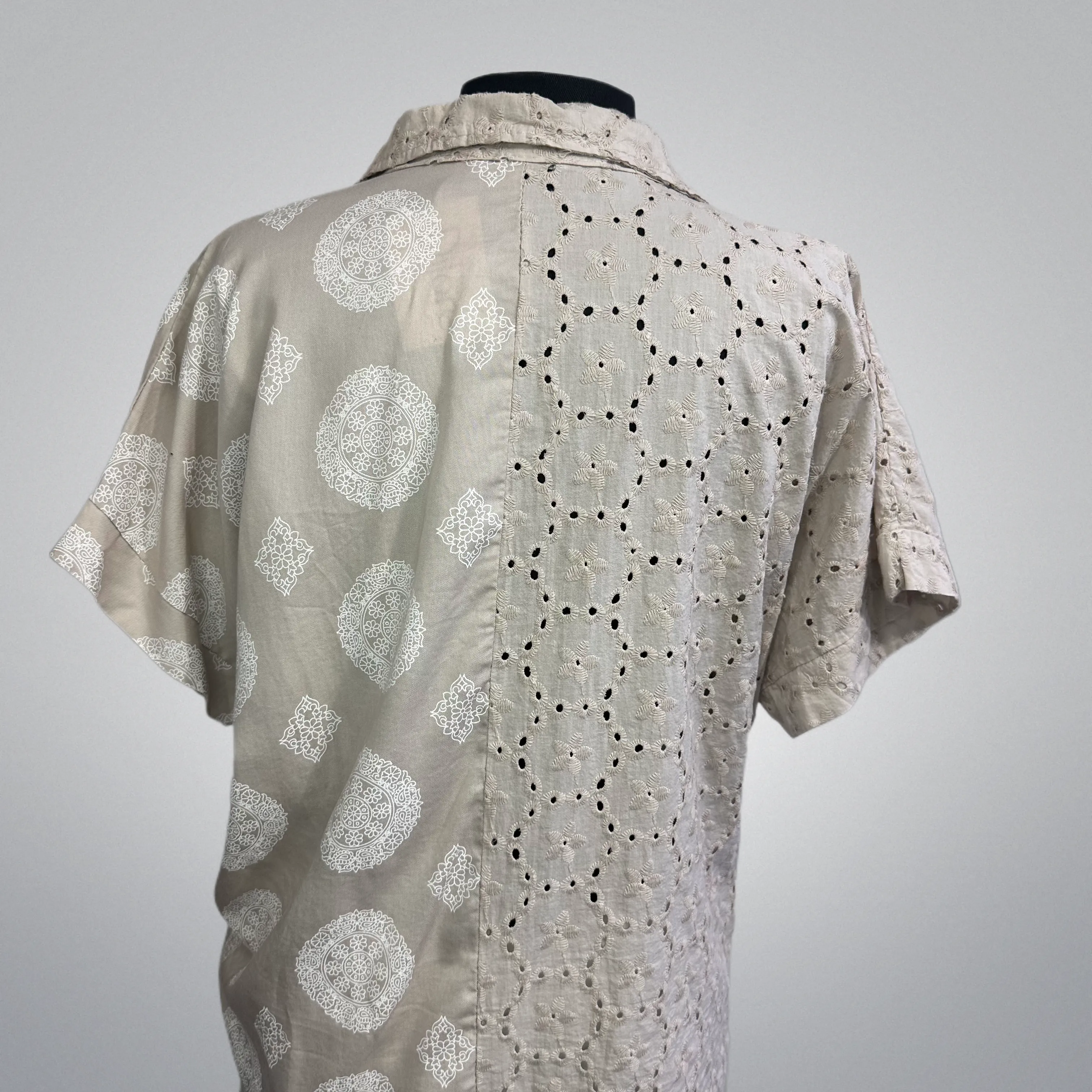 Eyelet Embellished Natural Fiber Shirt