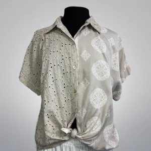 Eyelet Embellished Natural Fiber Shirt