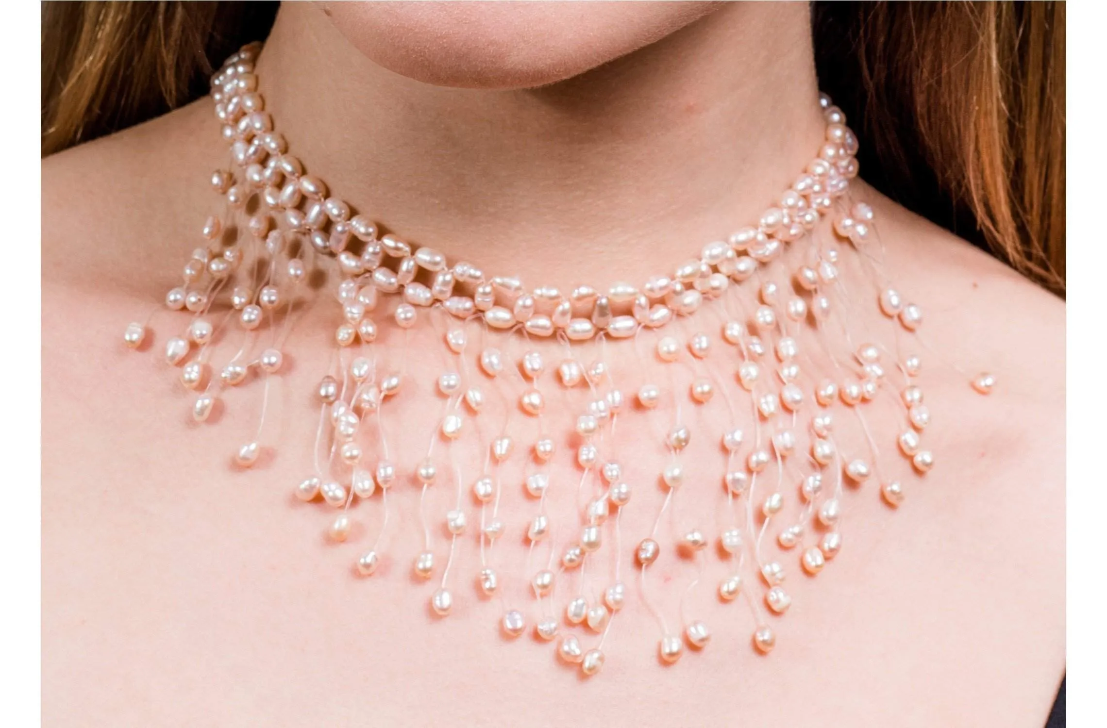 Fancy Peach Rice Shape Freshwater Pearl Necklace