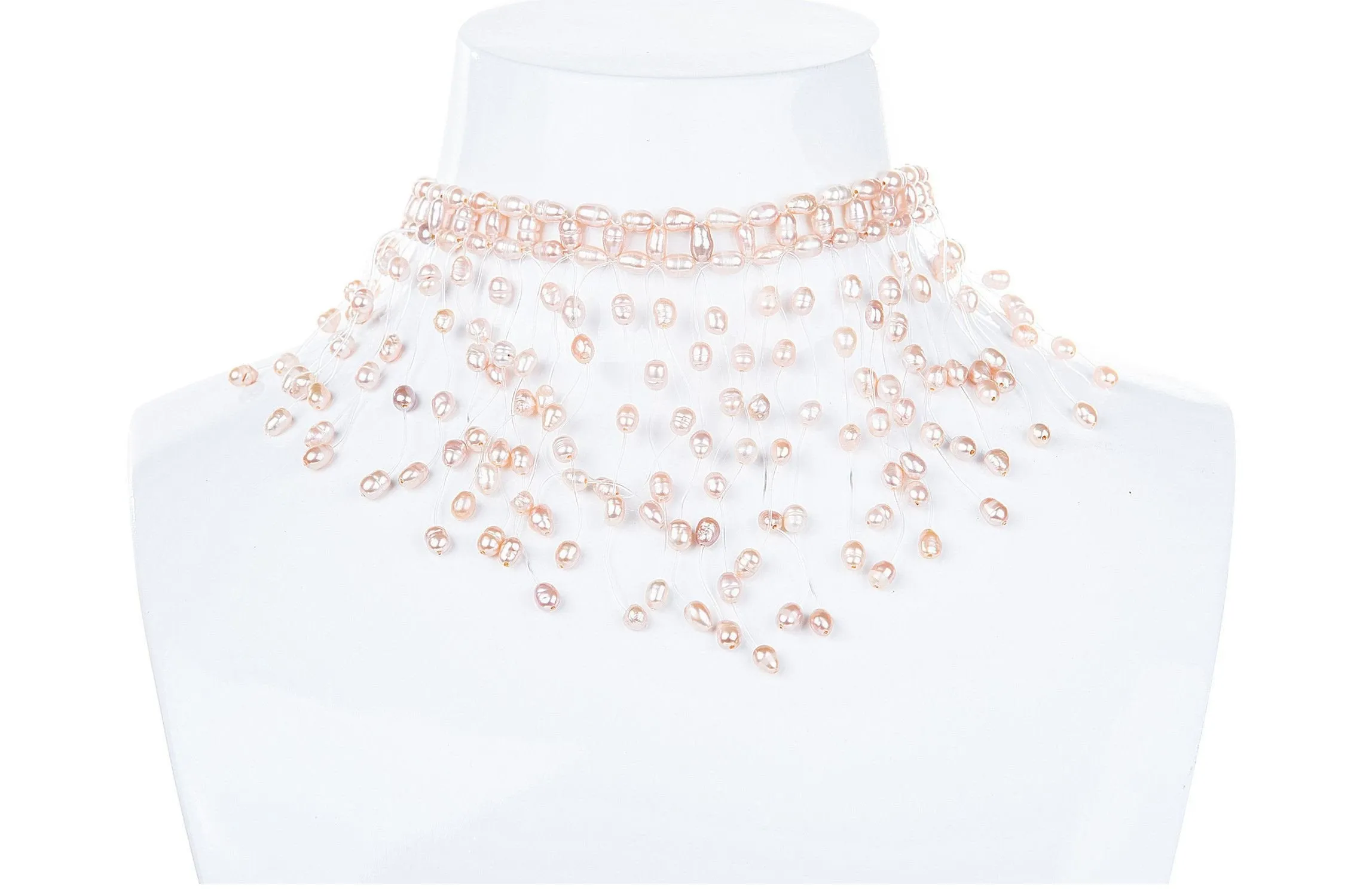 Fancy Peach Rice Shape Freshwater Pearl Necklace