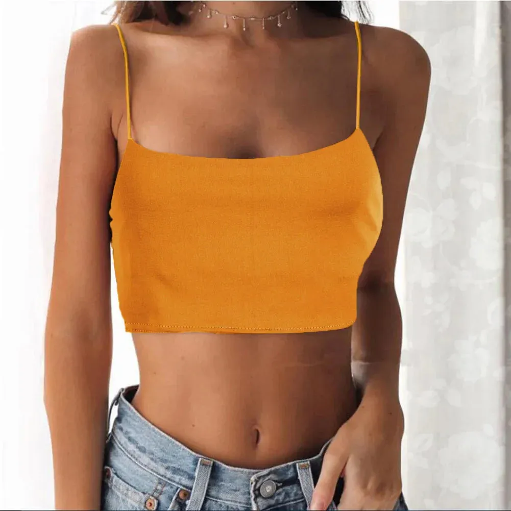 Fashion Women Crop Solid Summer Camis Casual Vest Sleeveless Blusas Tank New Top