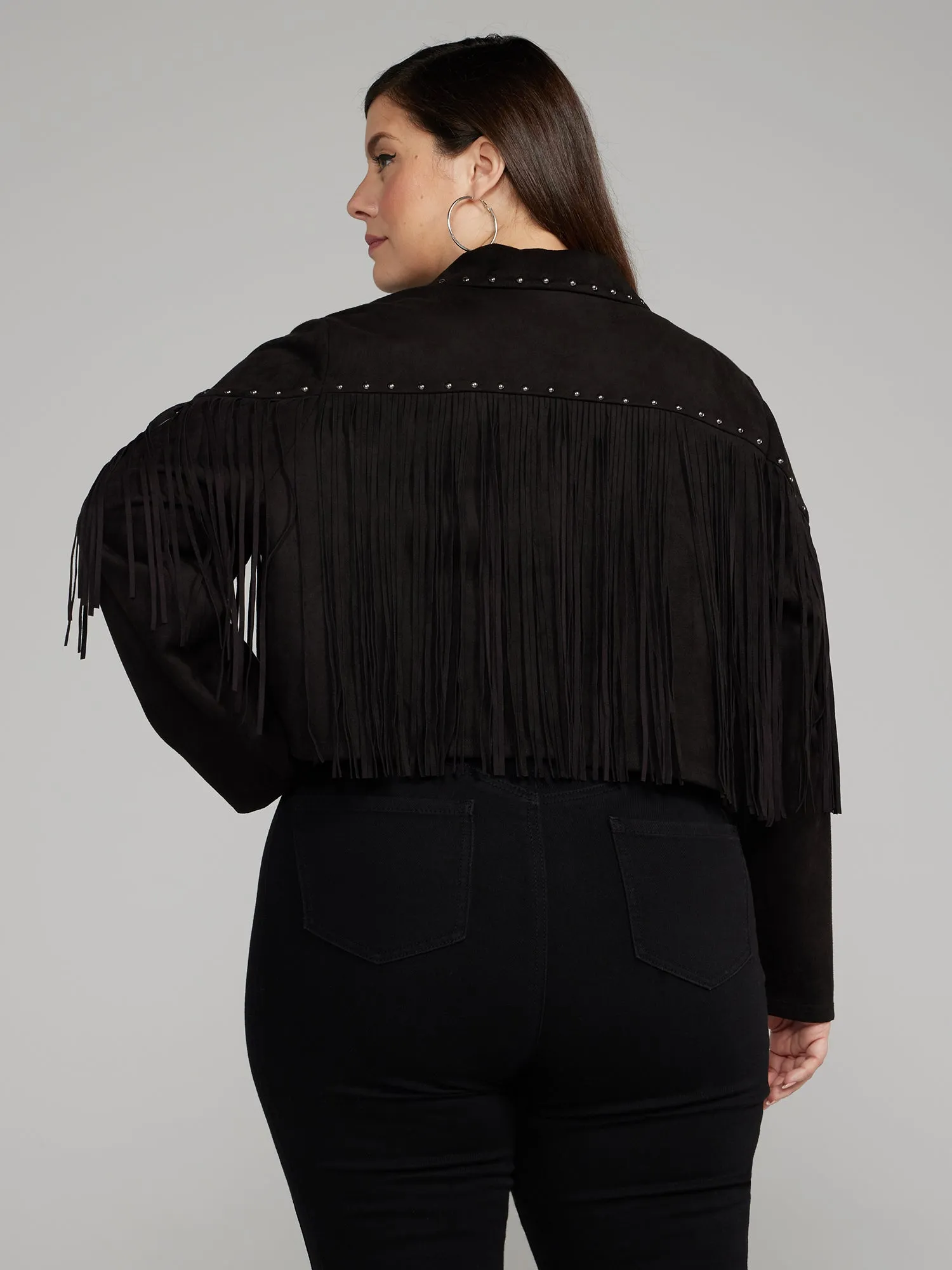 Faux Suede Fringe Moto Jacket