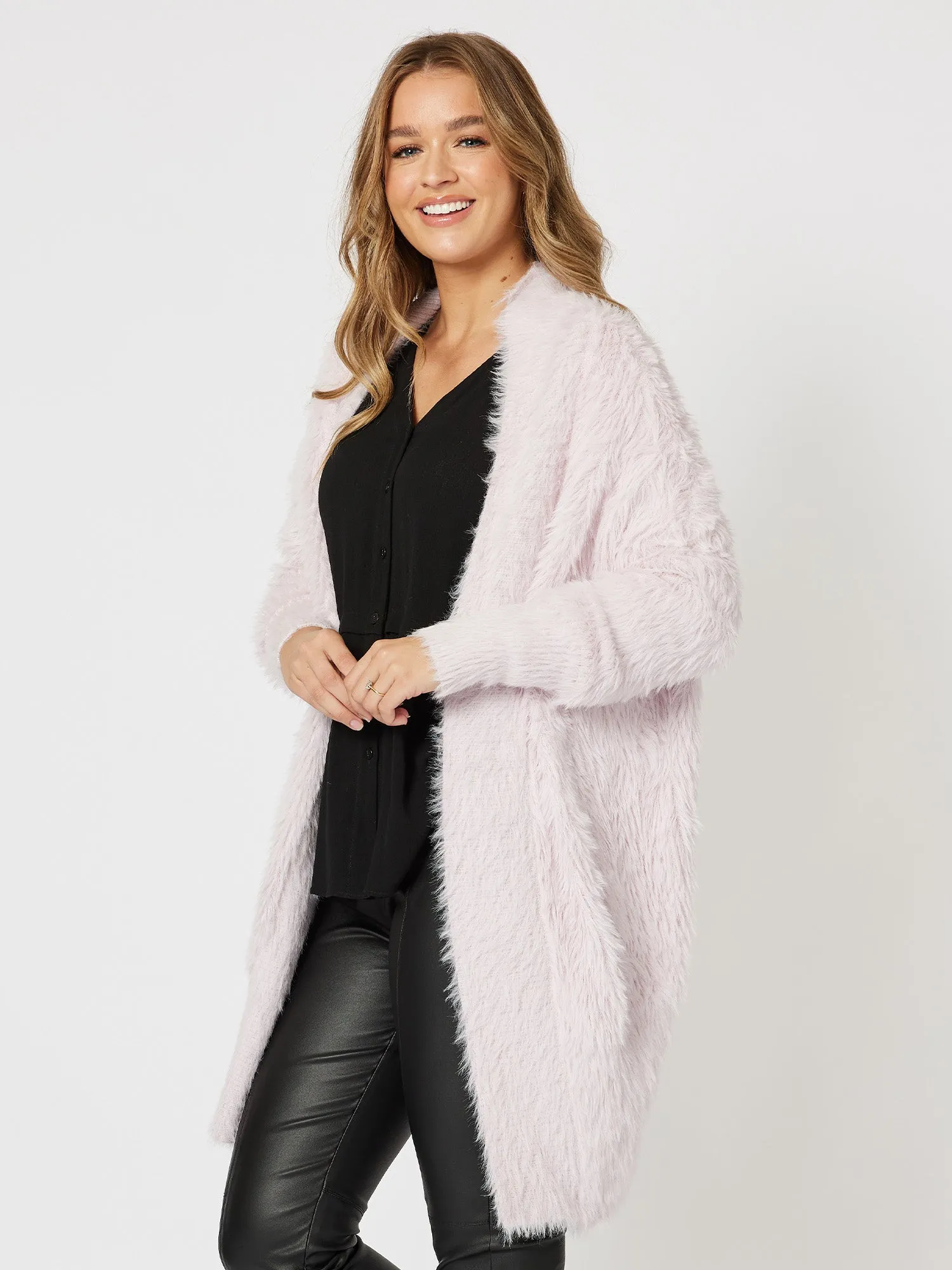 Feather Knit Cardigan - Lilac