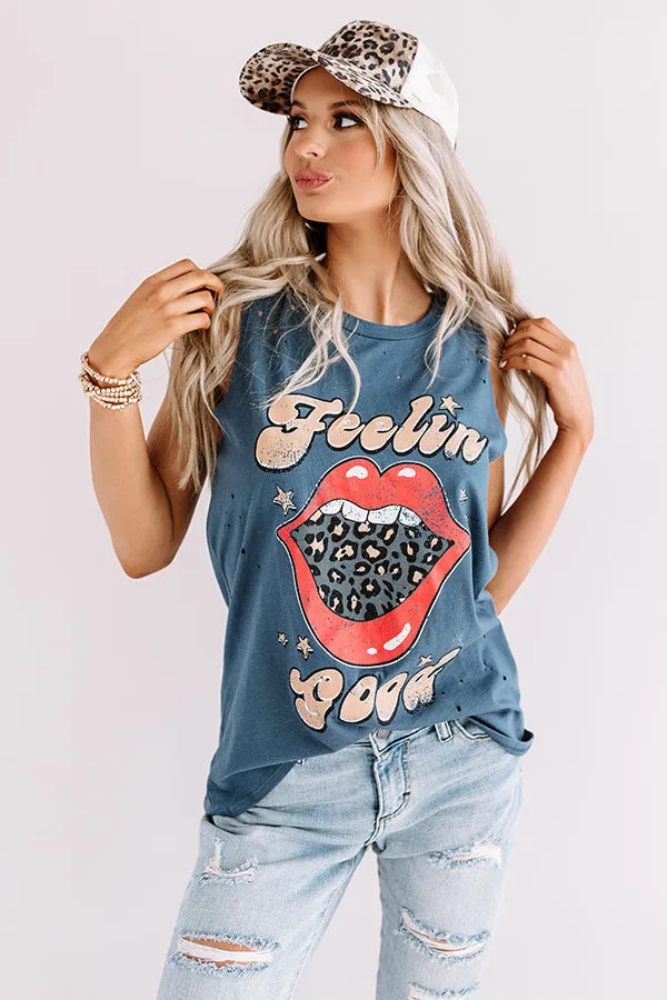 Feelin' Good Distressed Boyfriend Tank In Riverside