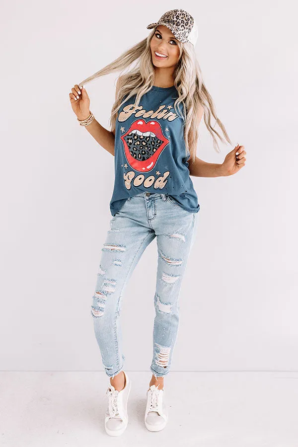 Feelin' Good Distressed Boyfriend Tank In Riverside