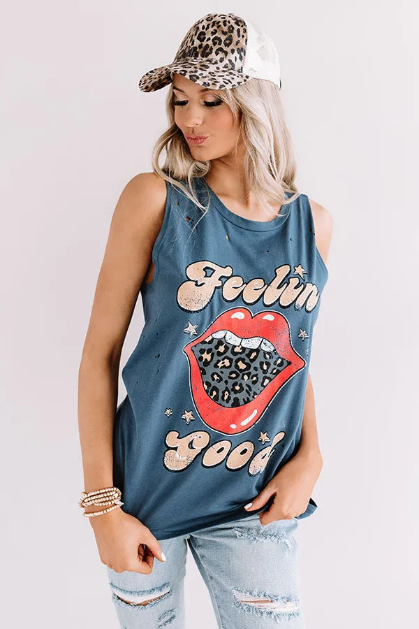 Feelin' Good Distressed Boyfriend Tank In Riverside