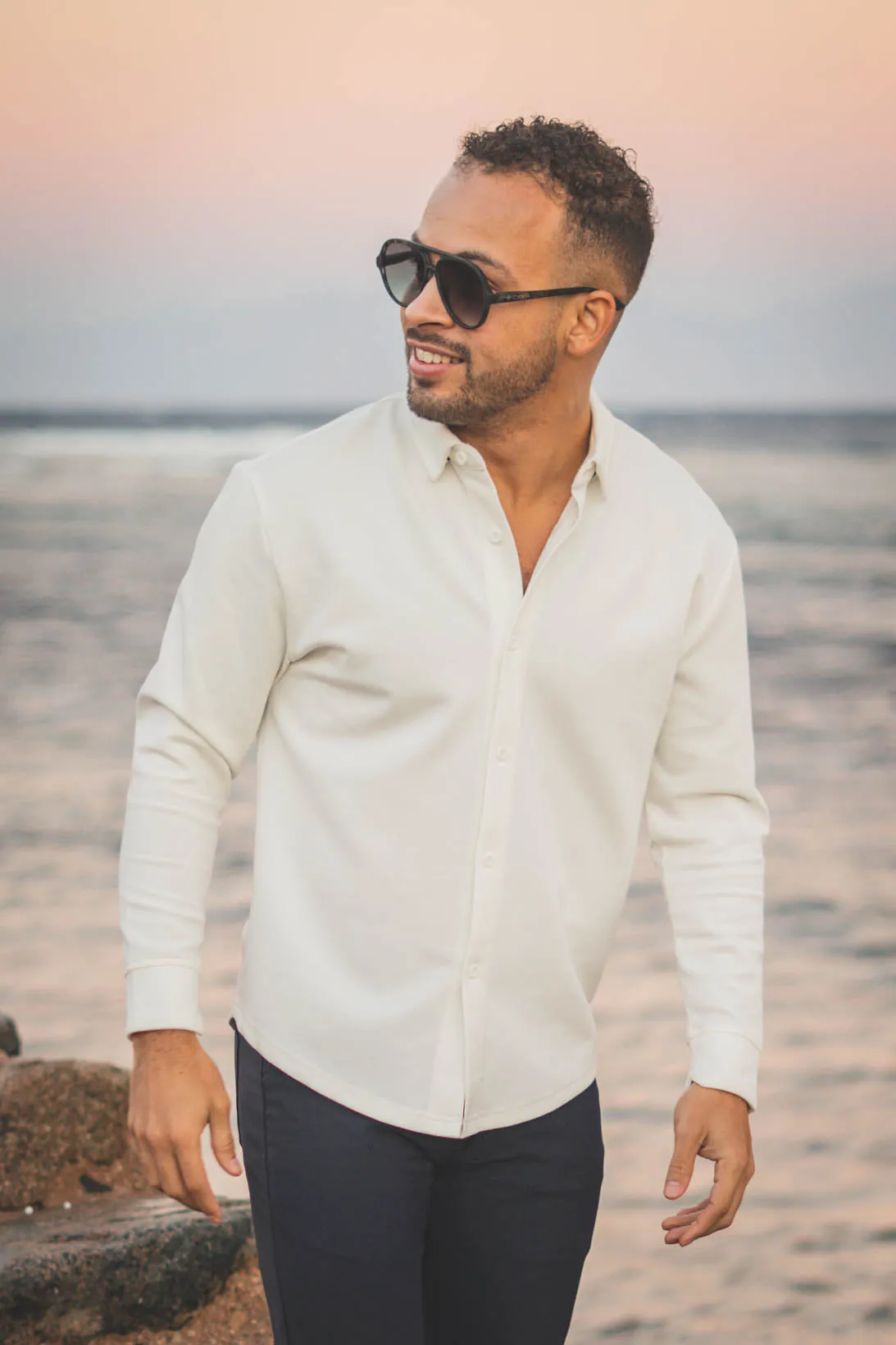 Flex Button Down Shirt White