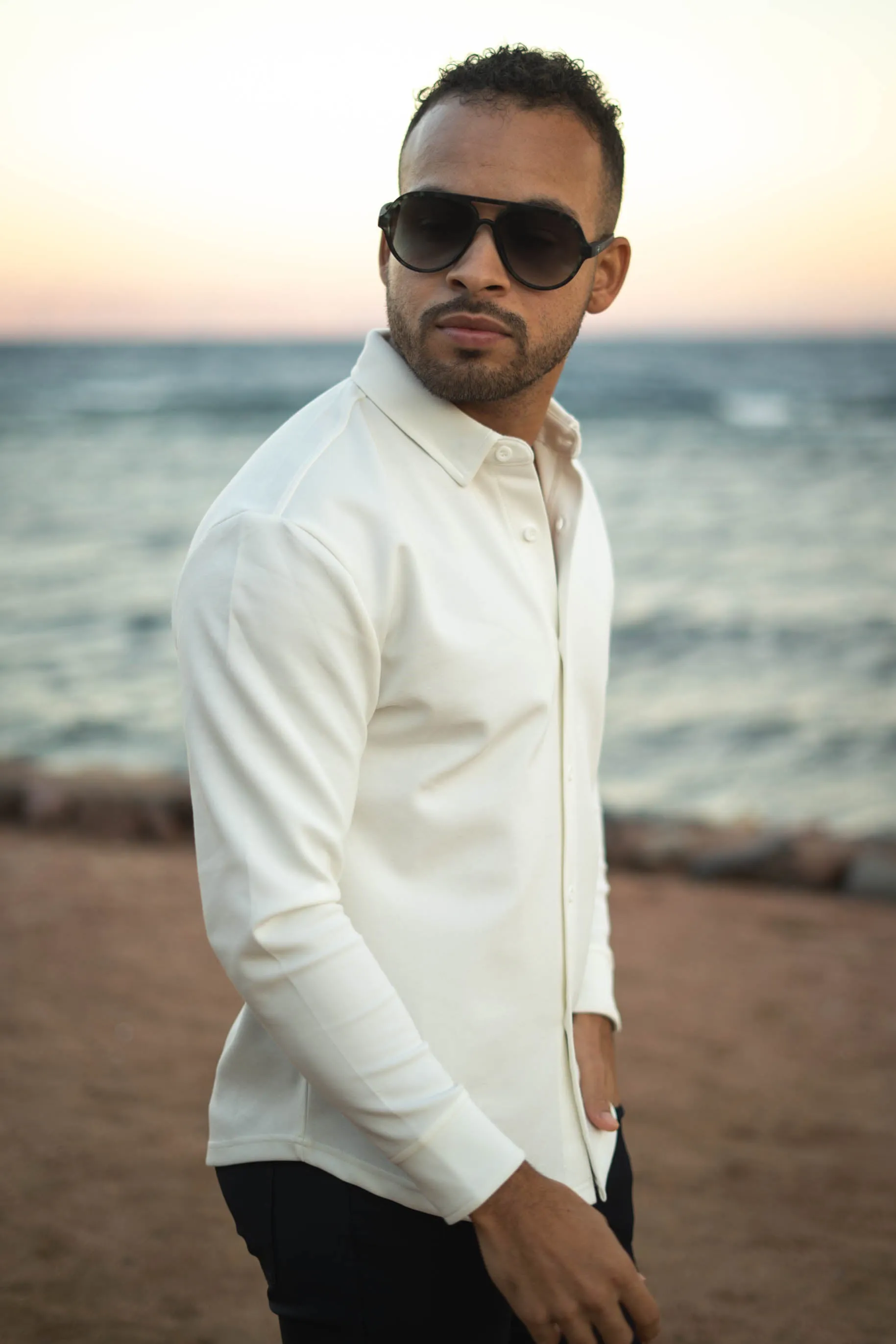 Flex Button Down Shirt White