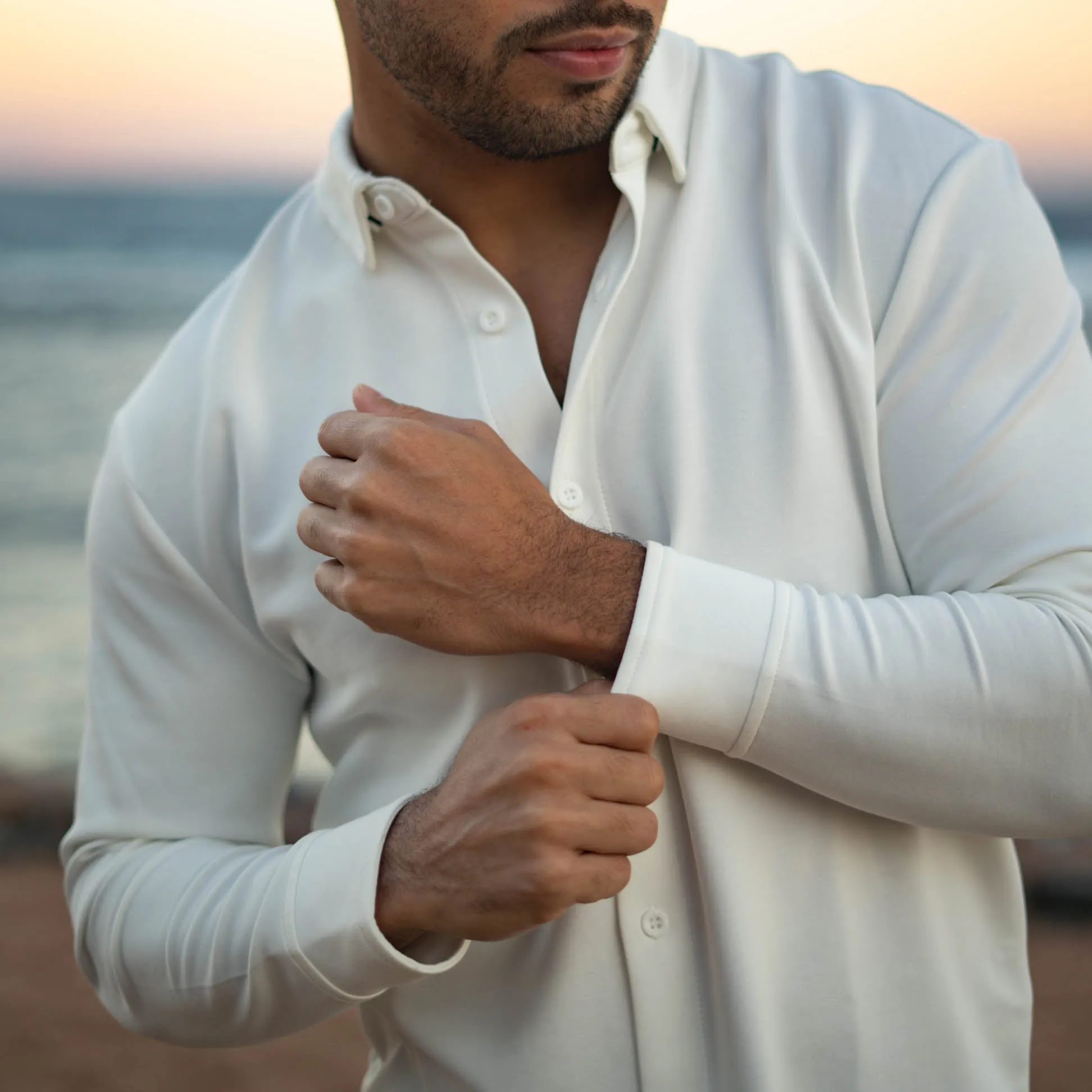 Flex Button Down Shirt White