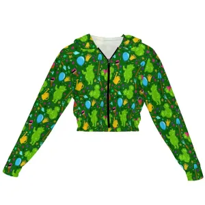 Flower And Garden Women's Cropped Zipper Jacket