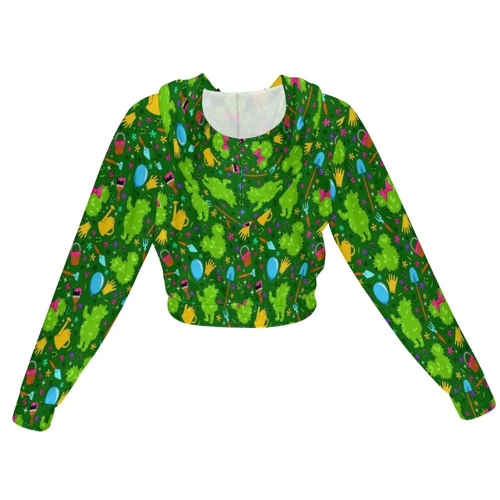 Flower And Garden Women's Cropped Zipper Jacket