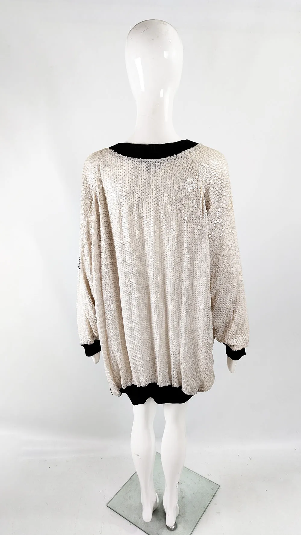 Frank Usher Vintage Sequin Beaded Dress Tunic Top, 1980s