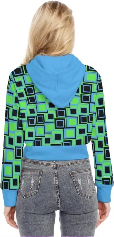 Funky² Womens Crop Top Hoodie With Zipper Closure