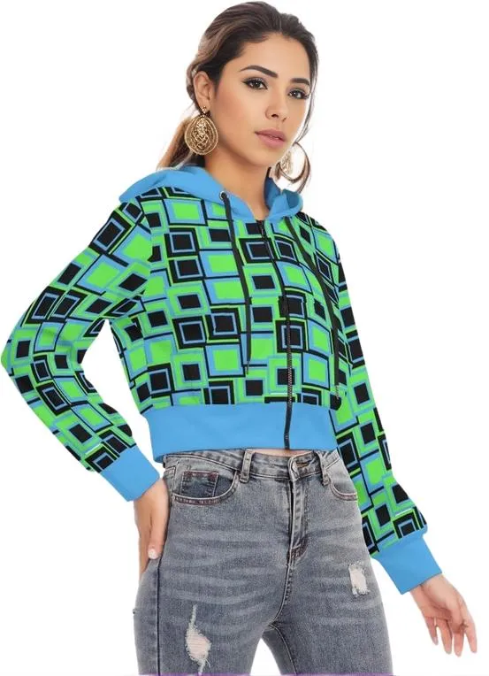 Funky² Womens Crop Top Hoodie With Zipper Closure