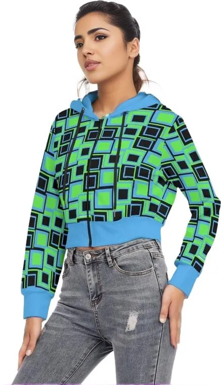 Funky² Womens Crop Top Hoodie With Zipper Closure