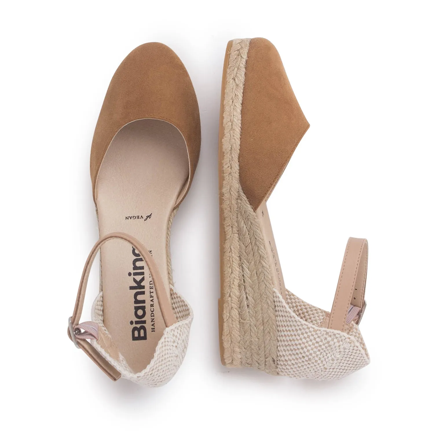 Garda Vegan Suede Espadrille Wedges - Sand