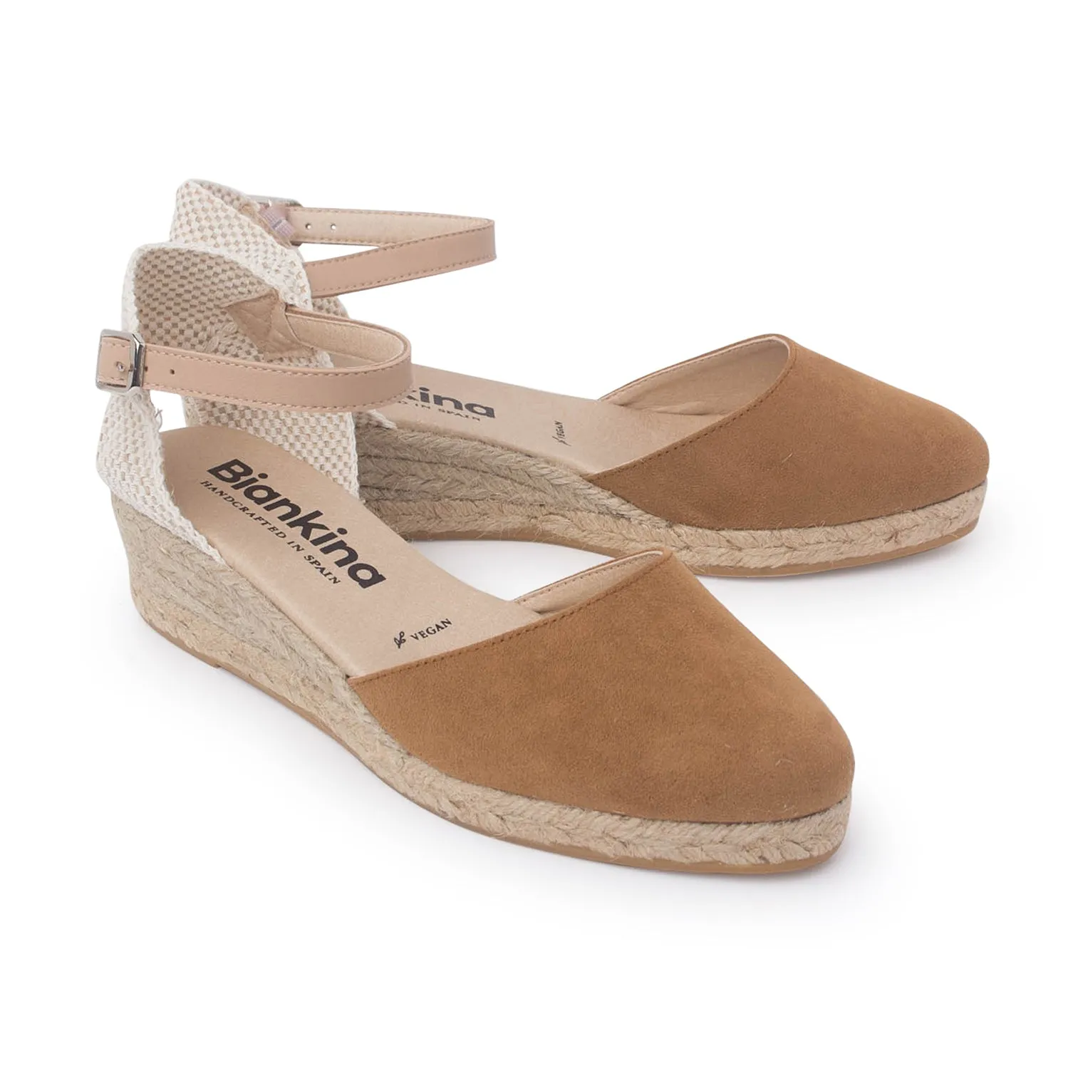 Garda Vegan Suede Espadrille Wedges - Sand