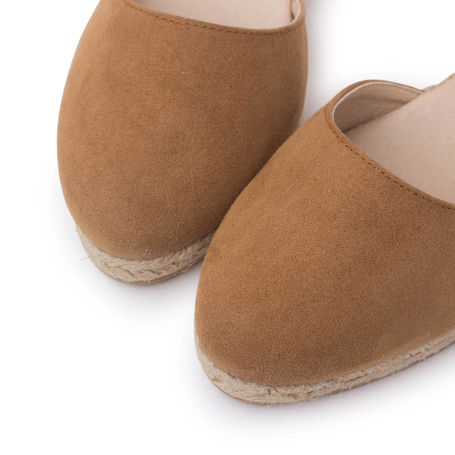 Garda Vegan Suede Espadrille Wedges - Sand