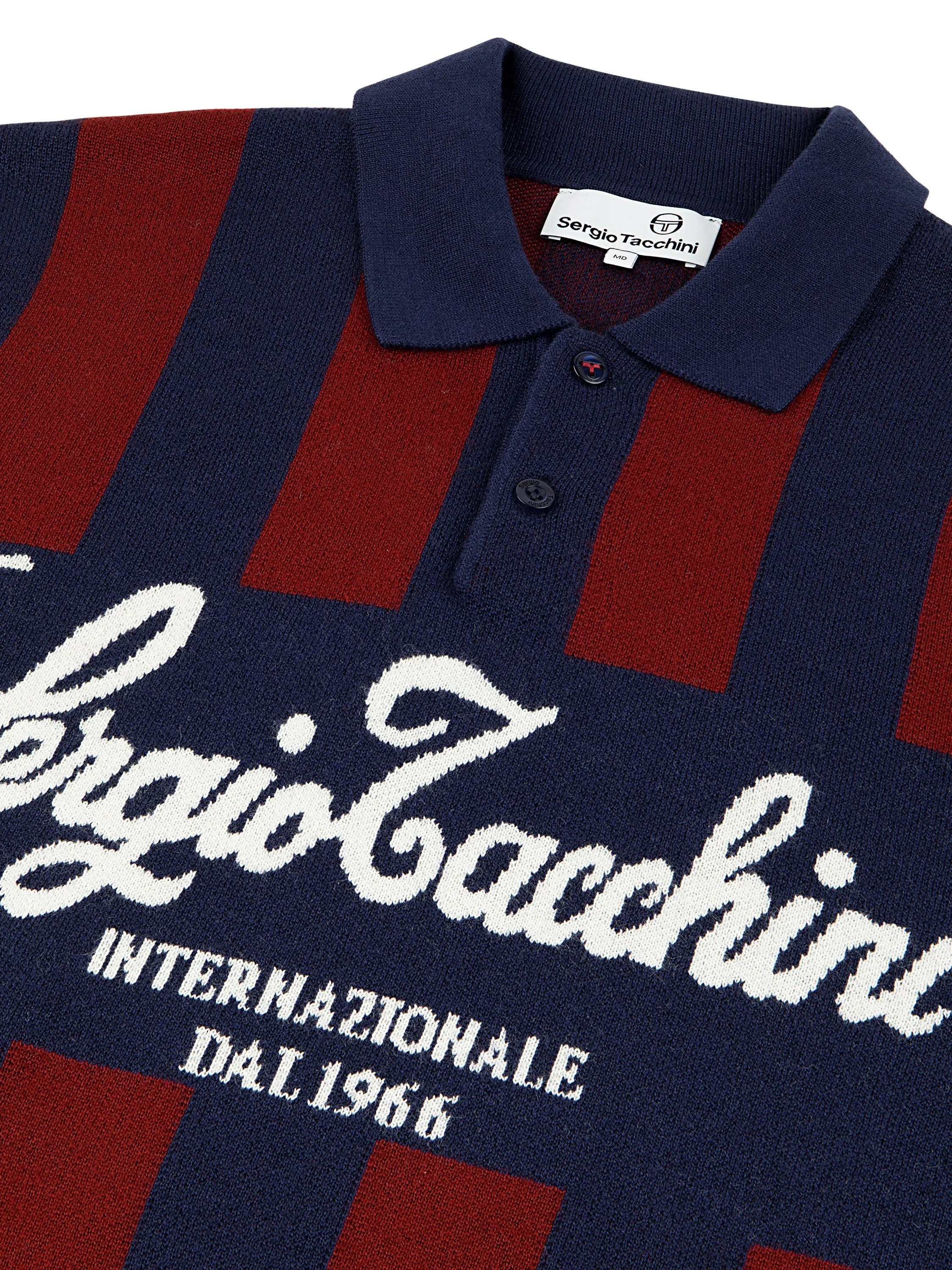 Gioco Jacquard Long Sleeve Polo- Maritime Blue